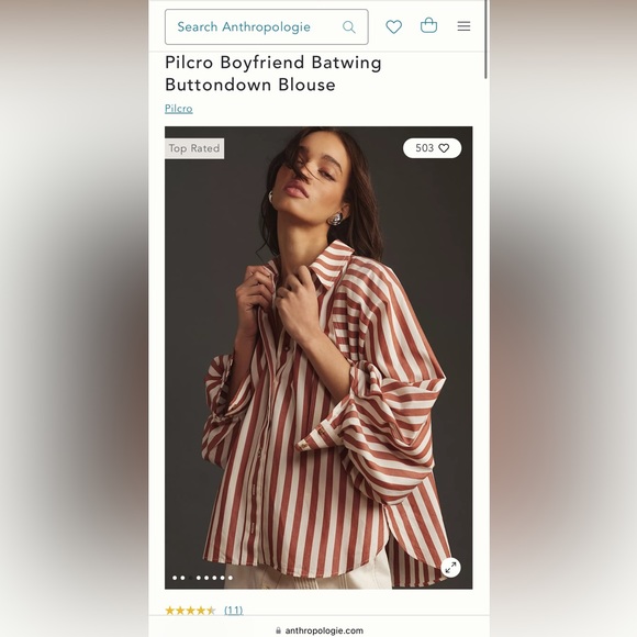 Anthropologie Pilcro Boyfriend Button Down Blouse - Picture 2 of 4